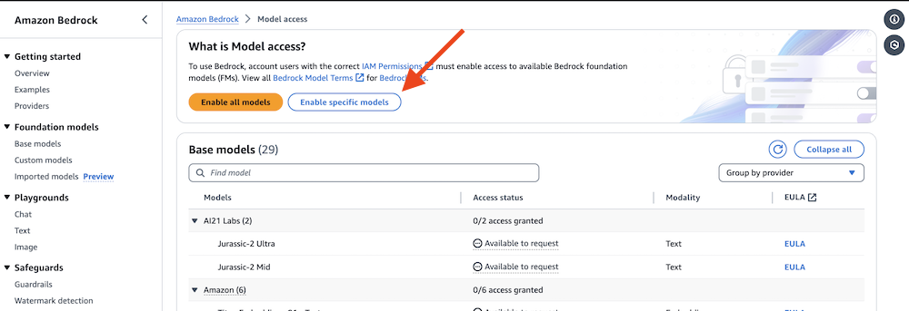 Amazon Bedrock Model access vide
