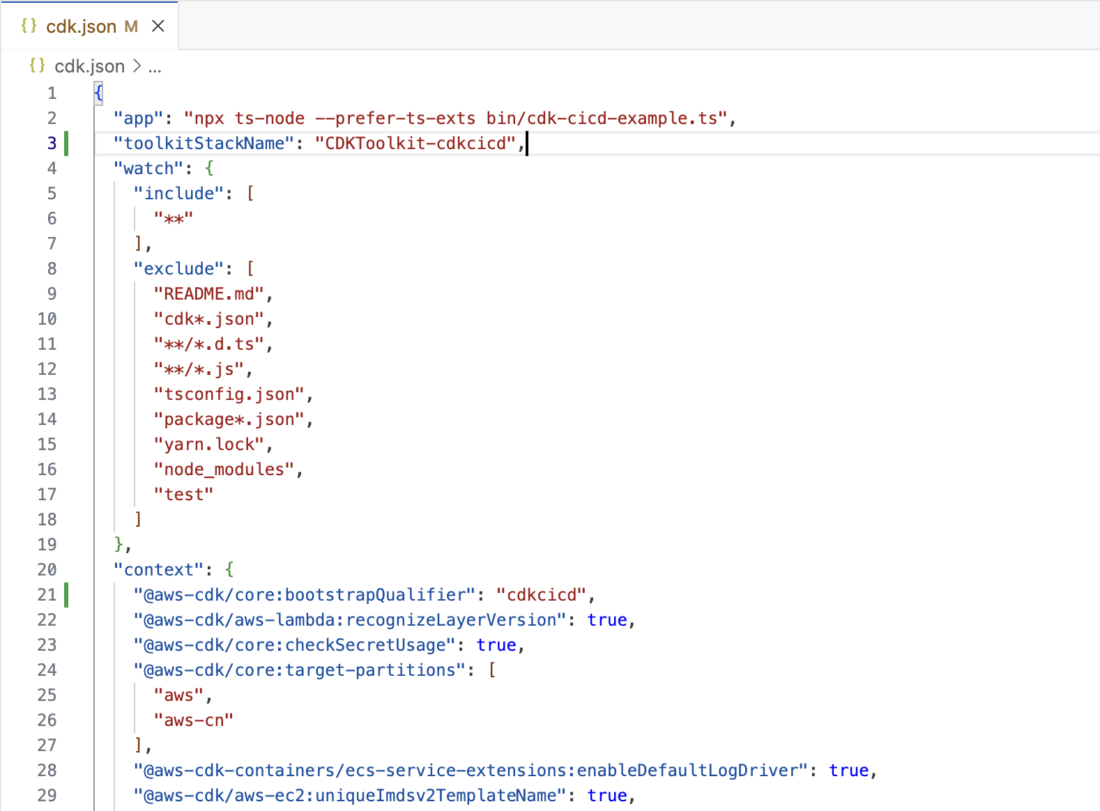 CDK JSON Configuration